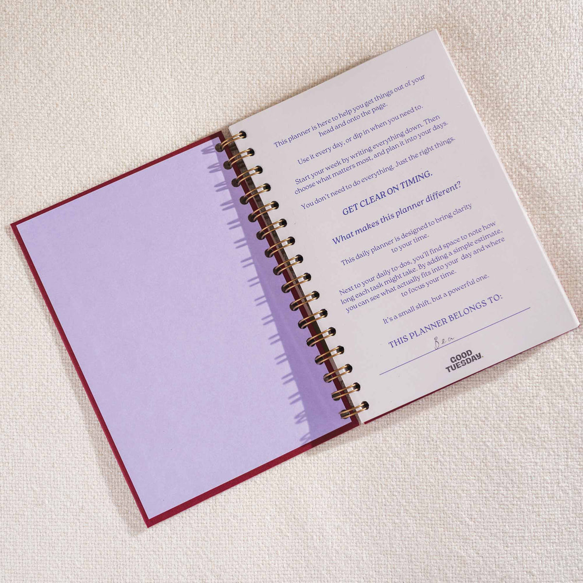 Daily Productivity Planner | Undated | Hardback | Burgundy