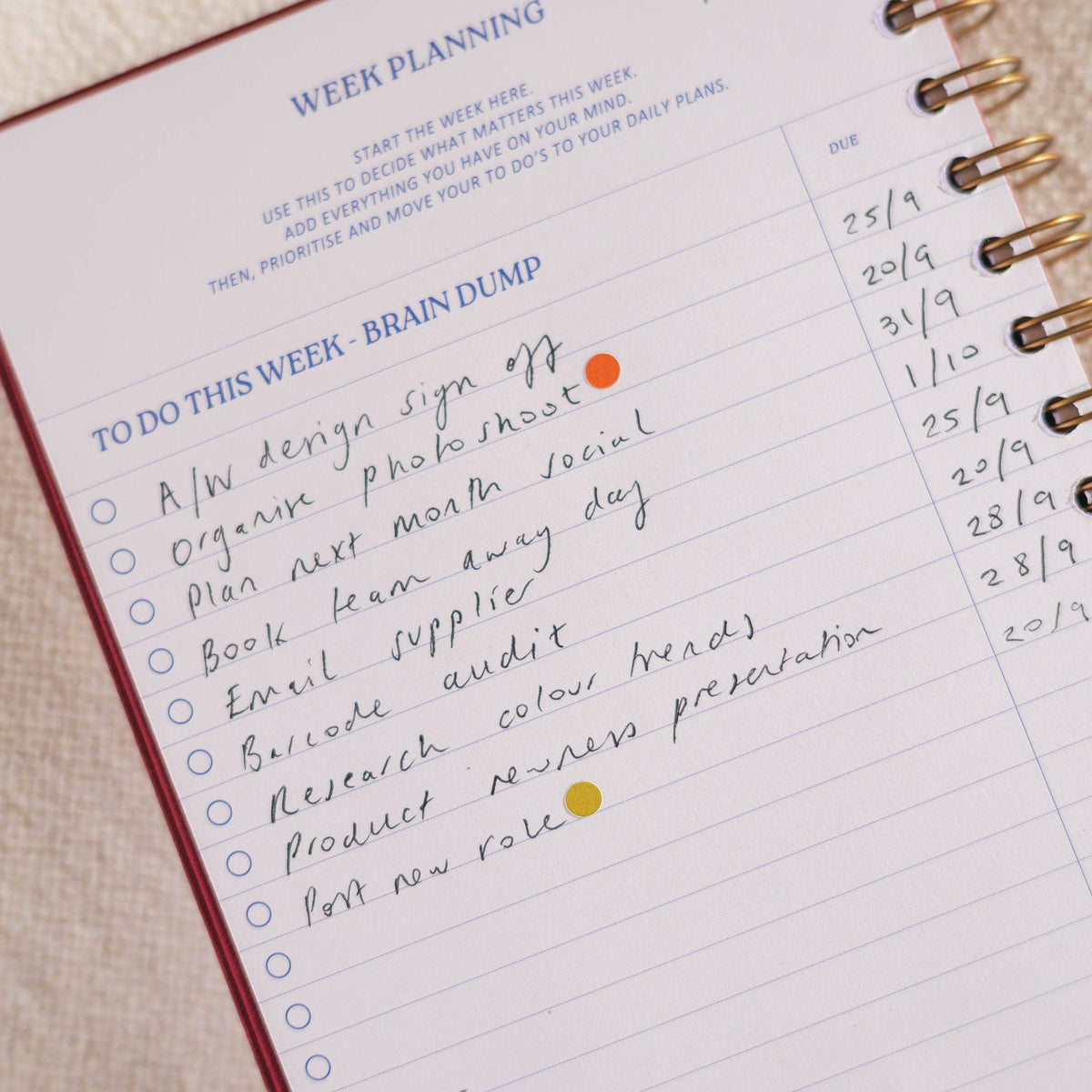 Daily Productivity Planner | Undated | Hardback | Burgundy