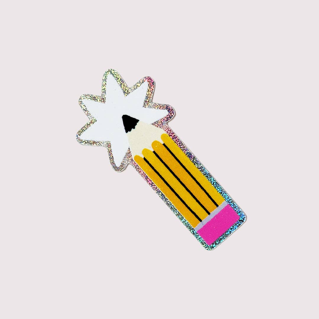 Pencil Glitter Vinyl Sticker